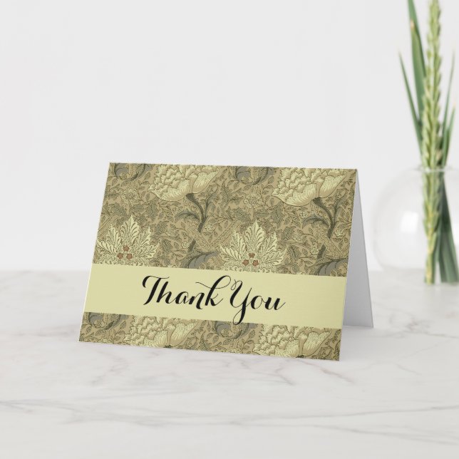 William Morris Windrush Wallpaper Pattern Letterpress Thank You Card (Front)
