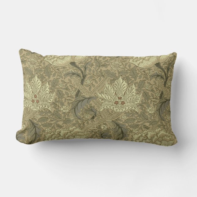 William Morris Windrush Wallpaper Pattern Lumbar Pillow (Front)