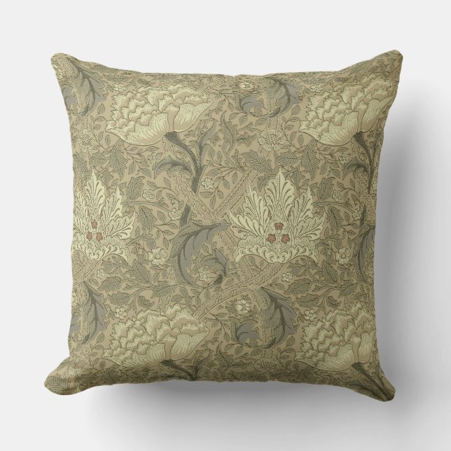 William Morris Windrush Wallpaper Pattern Outdoor Pillow (Front)