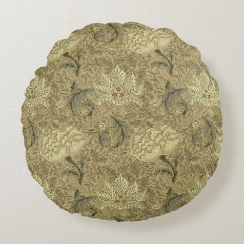 William Morris Windrush Wallpaper Pattern Round Pillow