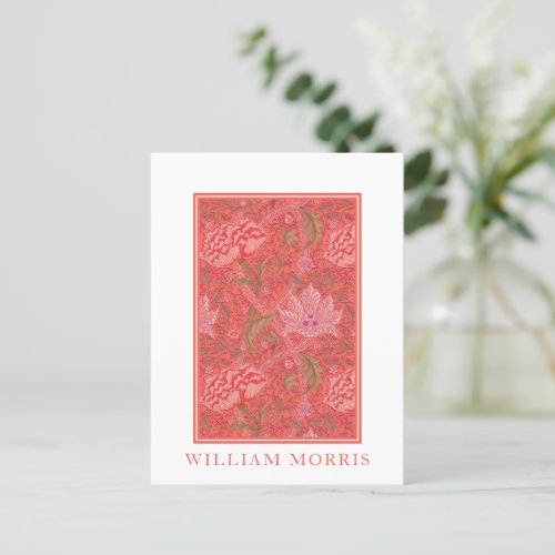 William Morris Winrush Red Orange  Pink Floral Postcard