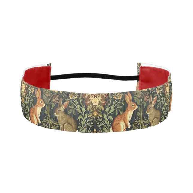 William Morris Woodland Floral Rabbits Christmas Athletic Headband (Front)