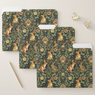William Morris Woodland Floral Rabbits Christmas File Folder