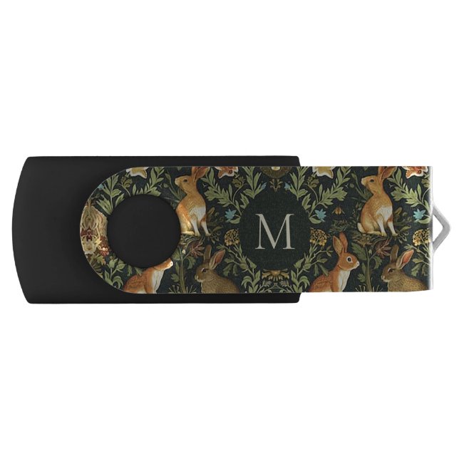 William Morris Woodland Floral Rabbits Christmas Flash Drive (Front)