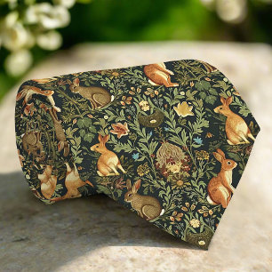 William Morris Woodland Floral Rabbits Christmas Neck Tie