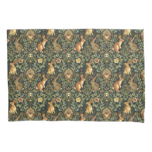 William Morris Woodland Floral Rabbits Christmas Pillow Case