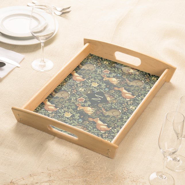 William Morris Woodland Floral Rabbits Christmas Serving Tray (Front)