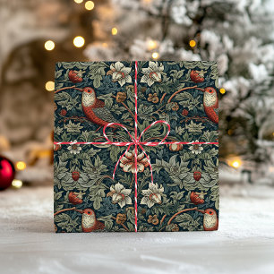 William Morris Woodland Florals Birds Christmas Wrapping Paper