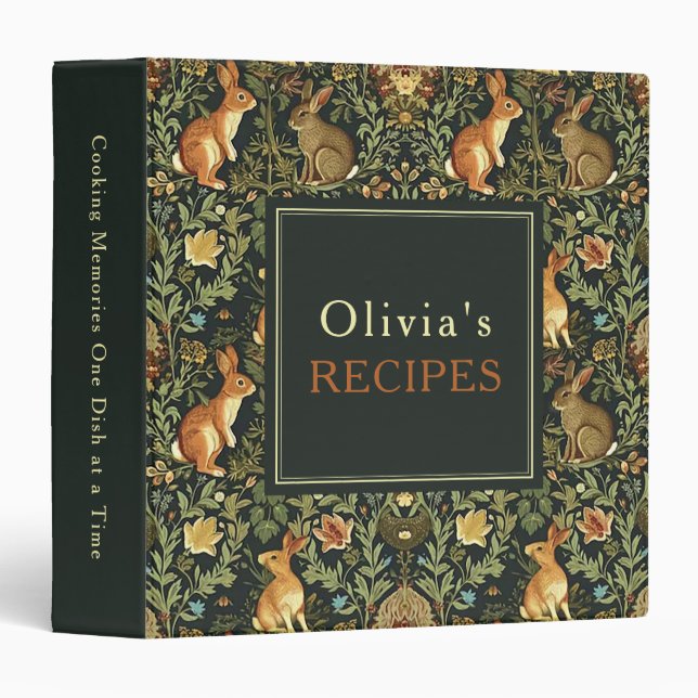 William Morris Woodland Rabbits Cooking Memories 3 Ring Binder (Front/Spine)