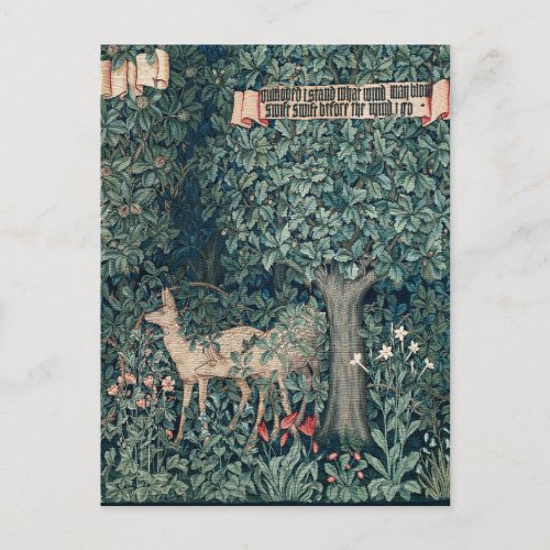 William Morris Woodland Tapestry Deer Stag Postcard