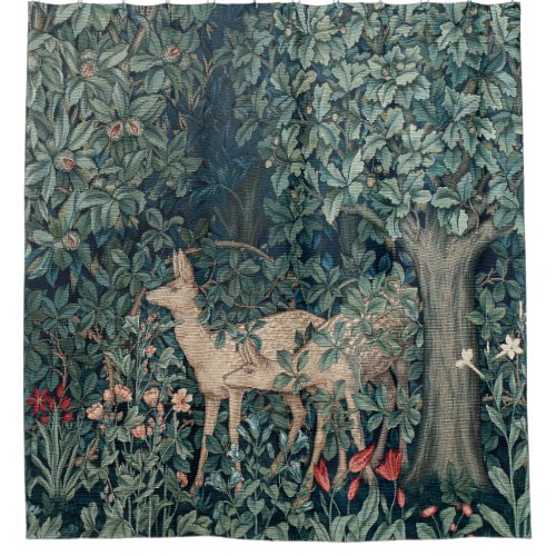 William Morris Woodland Tapestry Deer Stag Shower Curtain