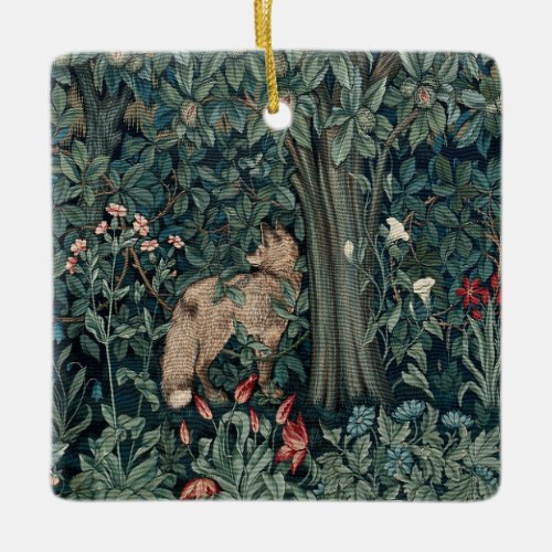 William Morris Woodland Tapestry Fox Ceramic Ornament