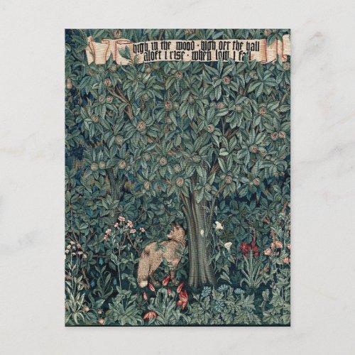 William Morris Woodland Tapestry Fox Postcard