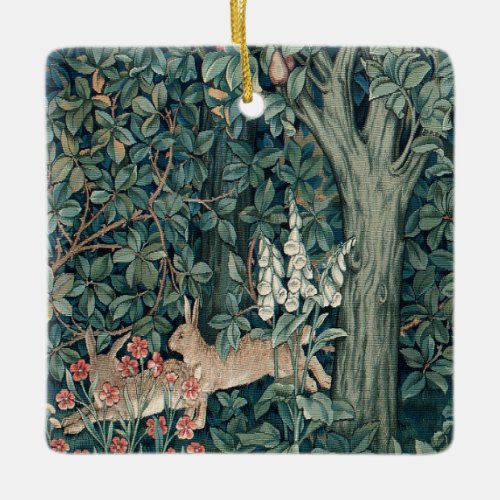 William Morris Woodland Tapestry Rabbits Ceramic Ornament