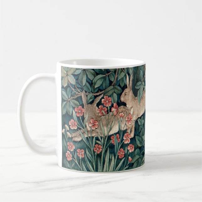 William Morris Woodland Tapestry Rabbits Coffee Mug (Left)