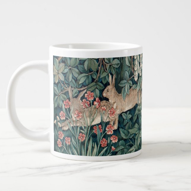 William Morris Woodland Tapestry Rabbits Giant Coffee Mug (Left)