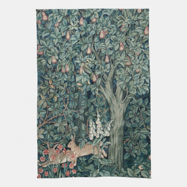 William Morris Woodland Tapestry Rabbits Kitchen Towel (Vertical)