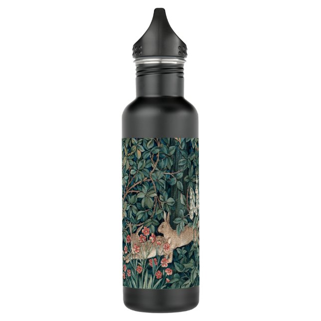 William Morris Woodland Tapestry Rabbits Stainless Steel Water Bottle (Left)