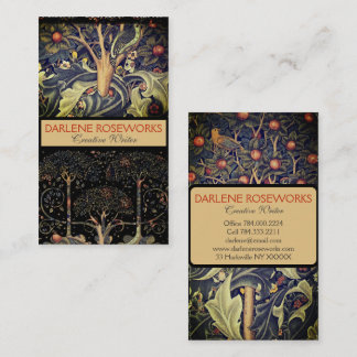 William Morris Woodpecker Orange Tree of Life  Business Card