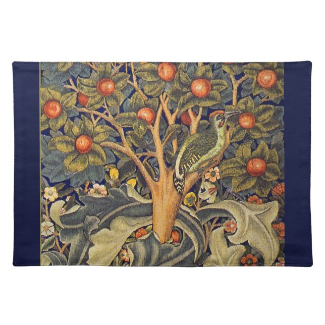 William Morris Woodpecker Pre-Raphaelite Cloth Placemat (Front)