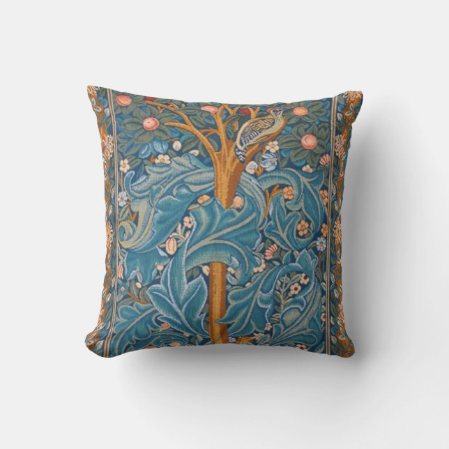William Morris Woodpecker Restored Version Throw Pillow (Front)
