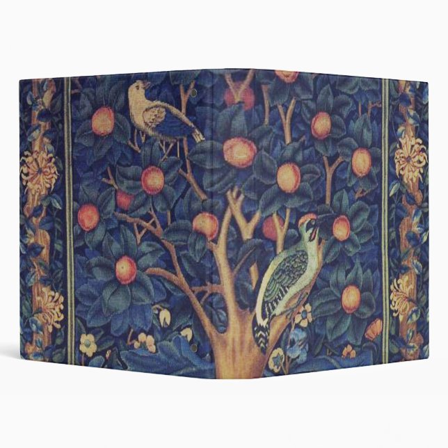 William Morris Woodpecker Tapestry Arts & Crafts  3 Ring Binder (Background)