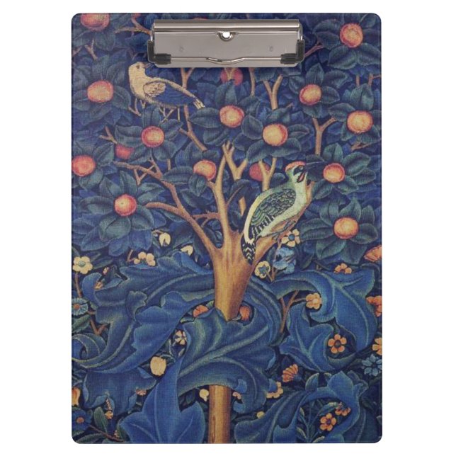 William Morris Woodpecker Tapestry Arts & Crafts  Clipboard (Front)