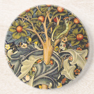 William Morris Woodpecker Tapestry Arts & Crafts  Coaster