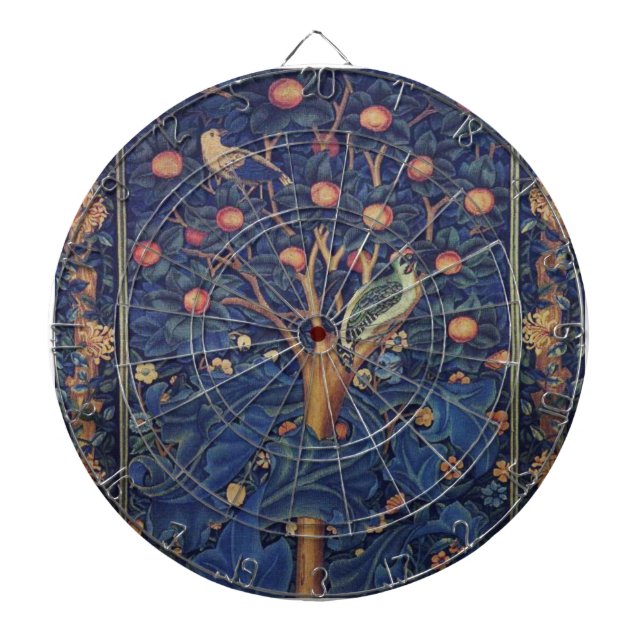 William Morris Woodpecker Tapestry Arts & Crafts  Dart Board (Front)