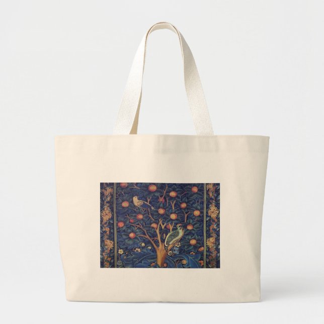 William Morris Woodpecker Tapestry Arts & Crafts  Large Tote Bag (Front)
