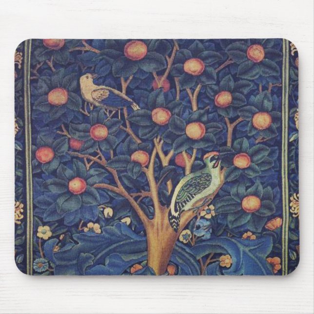 William Morris Woodpecker Tapestry Arts & Crafts  Mouse Pad (Front)