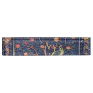William Morris Woodpecker Tapestry Arts & Crafts Nameplate