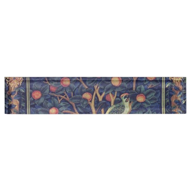 William Morris Woodpecker Tapestry Arts & Crafts  Nameplate (Front)
