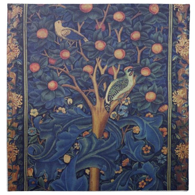 William Morris Woodpecker Tapestry Arts & Crafts  Napkin (Front)