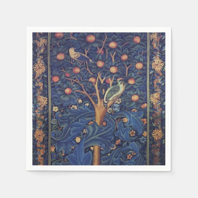 William Morris Woodpecker Tapestry Arts & Crafts  Napkins (Front)