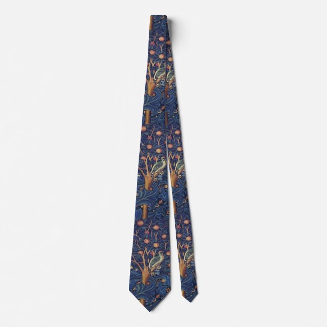 William Morris Woodpecker Tapestry Arts & Crafts  Neck Tie (Front)