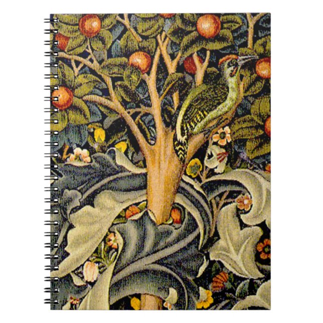 William Morris Woodpecker Tapestry Arts & Crafts  Notebook (Front)