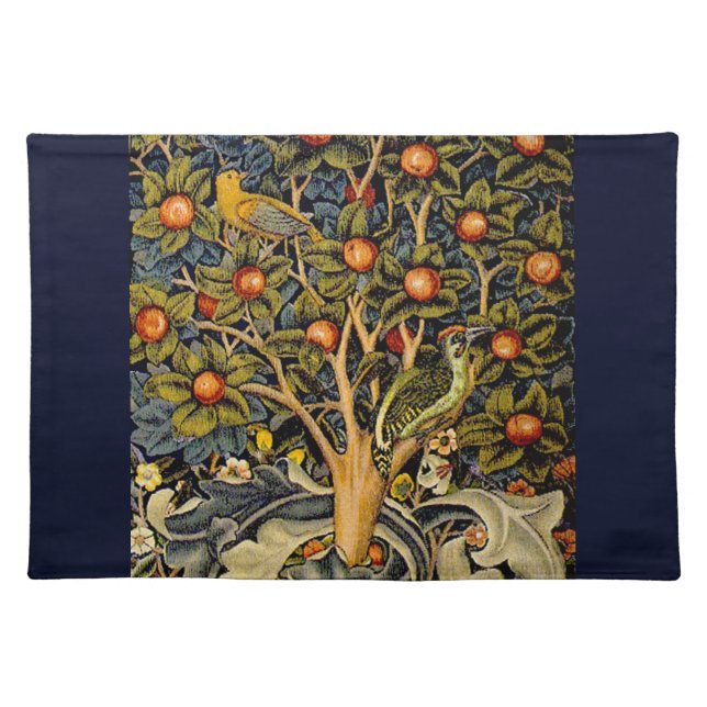 William Morris Woodpecker Tapestry Arts & Crafts  Placemat (Front)