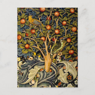 William Morris Woodpecker Tapestry Arts & Crafts  Postcard