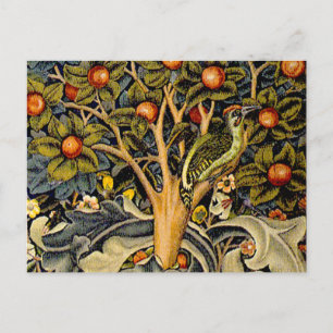 William Morris Woodpecker Tapestry Arts & Crafts  Postcard