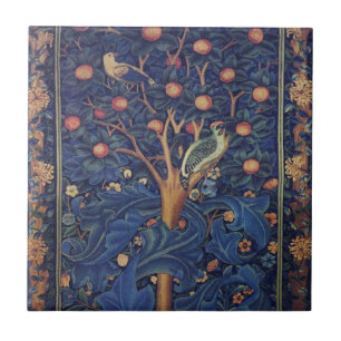 William Morris Woodpecker Tapestry Arts & Crafts Tile