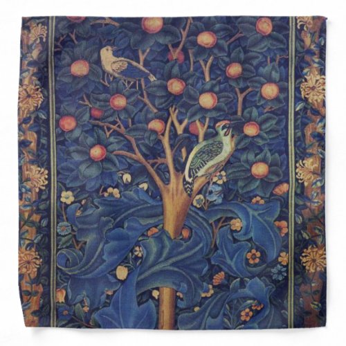 William Morris Woodpecker Tapestry Birds Floral Bandana