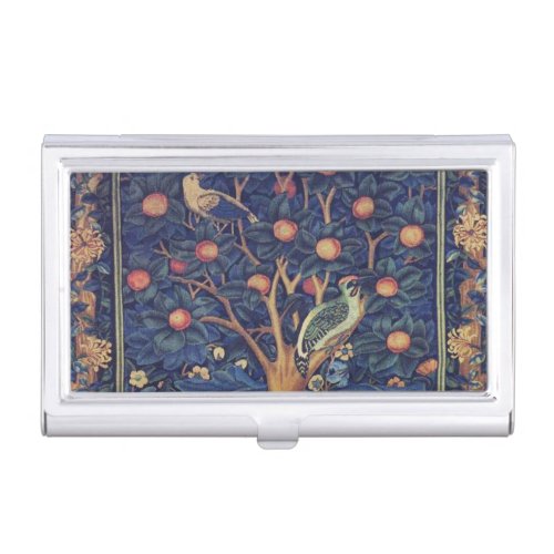William Morris Woodpecker Tapestry Birds Floral Business Card Holder