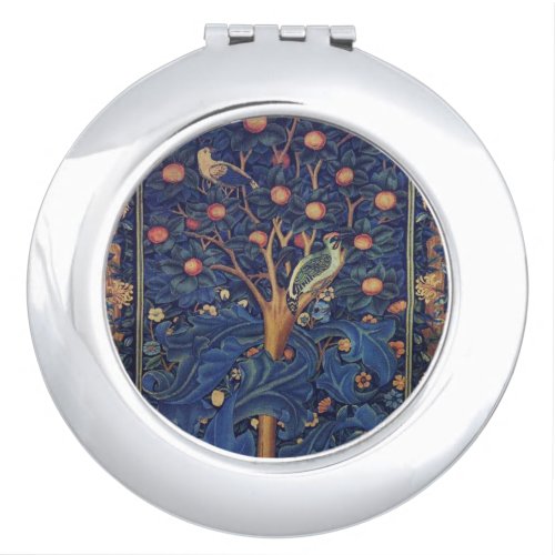 William Morris Woodpecker Tapestry Birds Floral Compact Mirror