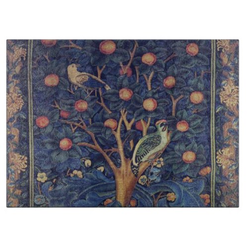 William Morris Woodpecker Tapestry Birds Floral Cutting Board