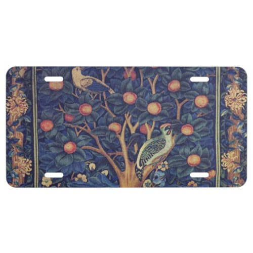William Morris Woodpecker Tapestry Birds Floral License Plate