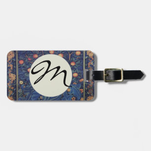 William Morris Woodpecker Tapestry Birds Floral Luggage Tag