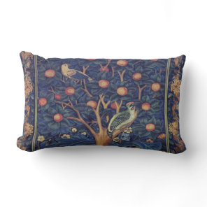 William Morris Woodpecker Tapestry Birds Floral Lumbar Pillow