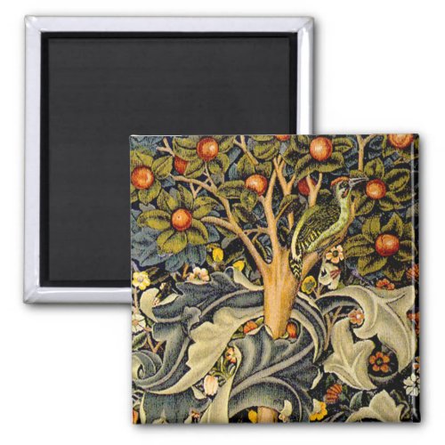 William Morris Woodpecker Tapestry Birds Floral Magnet