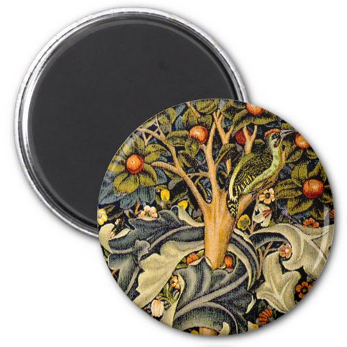 William Morris Woodpecker Tapestry Birds Floral Magnet
